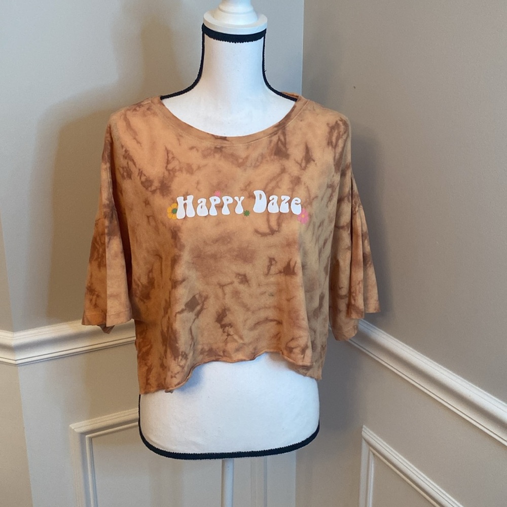 Forever 21 Brown Oversized Crop Top size Medium Happy Daze